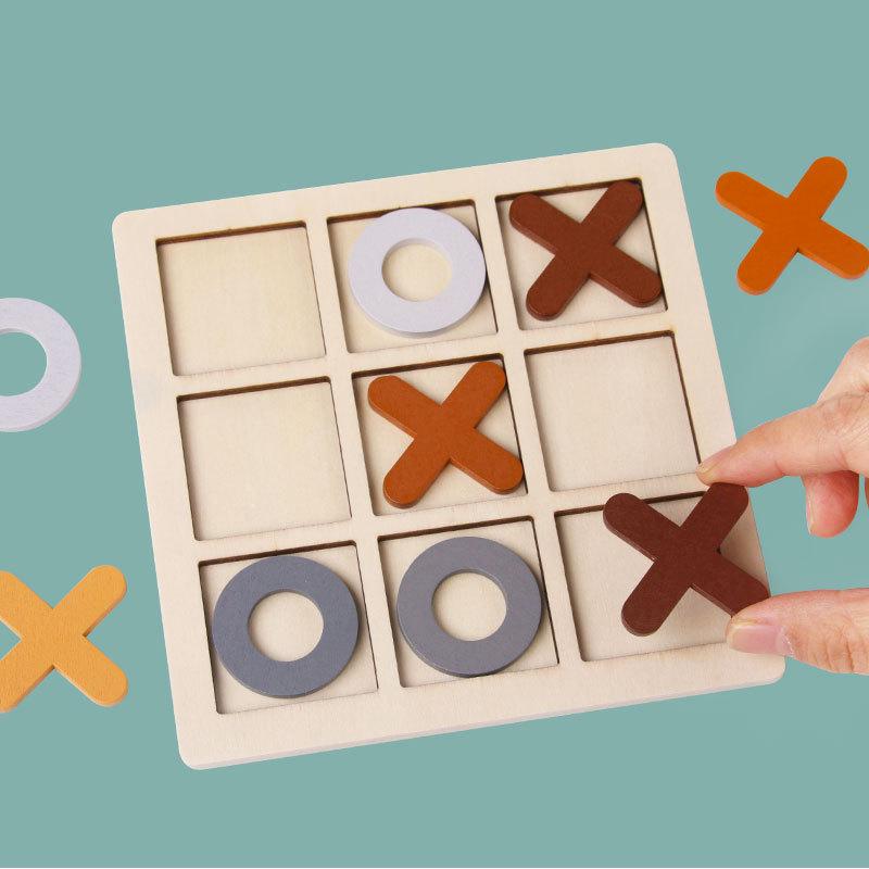 Wooden Tic-Tac-Toe Game for Kids: Educational Nine-Square Board, Parent-Child Interactive Toy