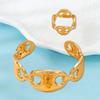 Fashion minimalist hollow creative design open bracelet solid color light luxury jewelry bracelet ring set