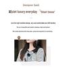 Women's French Polo Collar Knit Shirt with Scarf, Color Block Long Sleeve Autumn Sweater