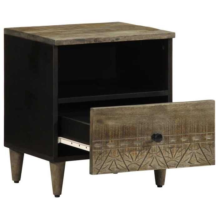 VidaXL Table de chevet gris clair 40x33x46 cm bois de manguier solide, armoire de lit, meuble de chambre à coucher, table de 4017798