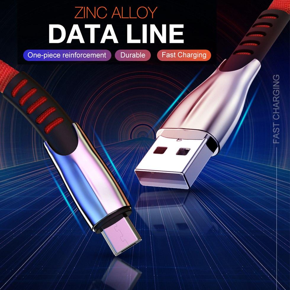 Micro USB kabel ROCK 2,4A rychlé nabíjení synchronizace dat Microusb kabel Android mobilní telefonní kabel