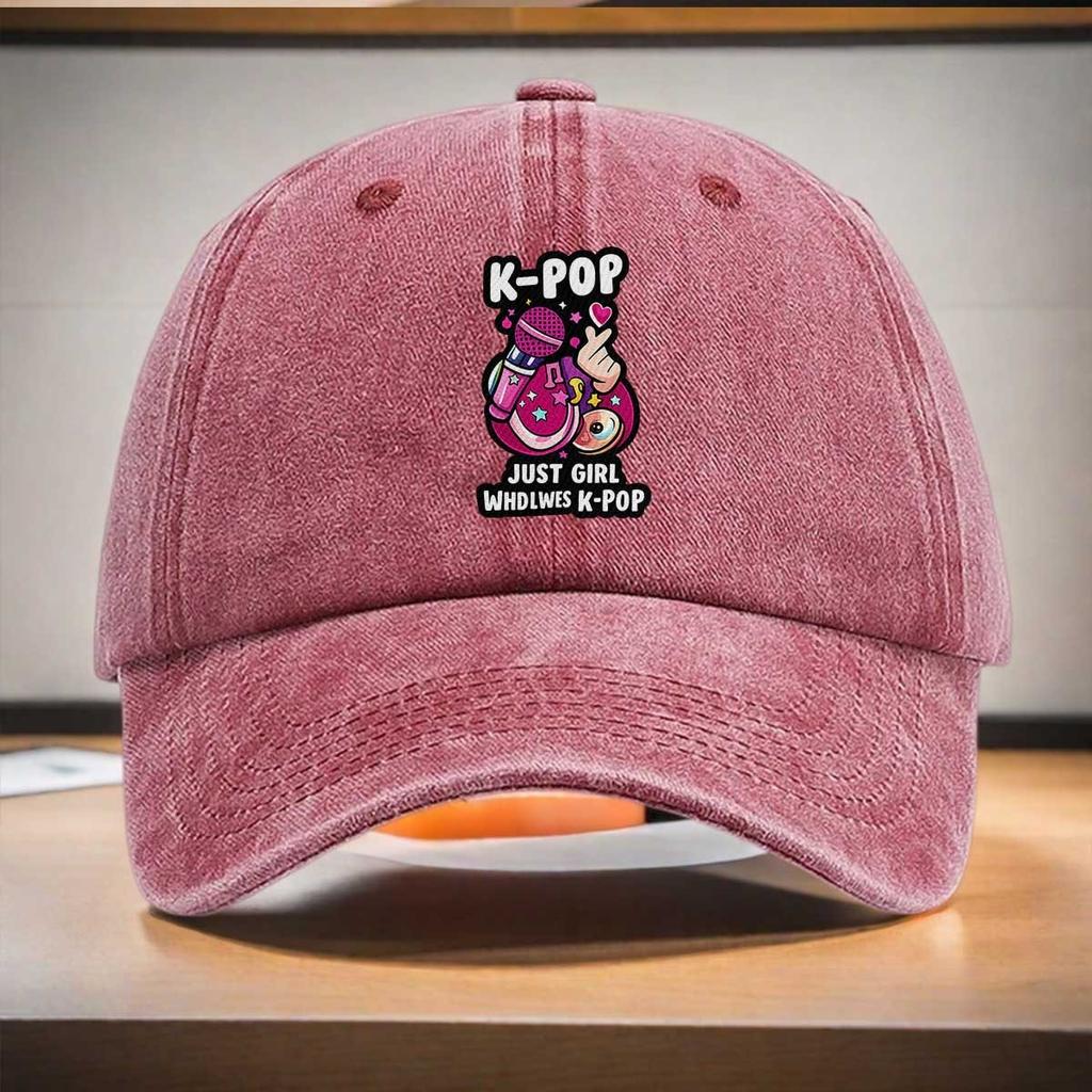 pc KPOP Girl Print Baseball Cap Cute Pink Microphone Korean Pop Style Adjustable Dad Hat Casual Outdoor Sports Hat for Mus
