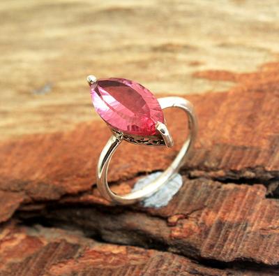 Silberring, Rosa Topas Ring, handgefertigter Schmuck, Statement Ring, 925 Sterling Silber