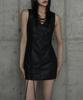 ETRE AU SOMMET Corset Panel Leather One-Piece (Black)