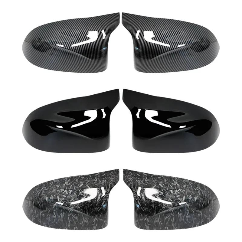 For BMW F25 X3 F26 X4 F15 X5 F16 X6 2014 15-18 Bright Black Caps Carbon Fiber Style Auto Car Rear View Side Mirror Cover Trim