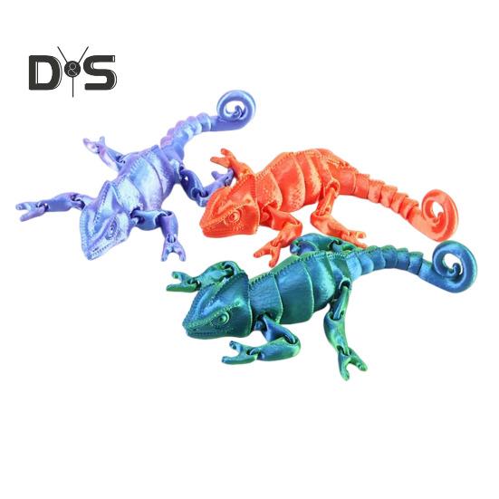 3D Printed Lizard Articulated Chameleon Ornament Desktop Decoration Flexible Animal Figurine Lizard Fidget Toy for Kids Adults Stress Relief