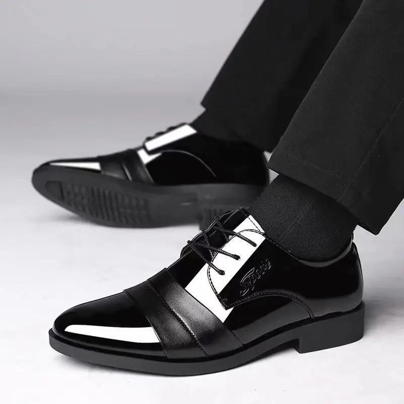 Lace Up Oxfords Shoes Social Shoe Male Business Men's Formal Official Leather Casual Elegant and Classic Footwear Gentleman Suit