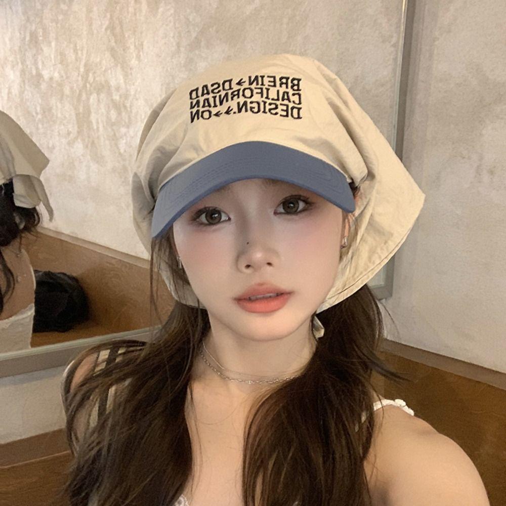 Sweet Korean Headscarf Baseball Hat Embroidery Quick-drying Peaked Cap Letter Baseball Cap Girls