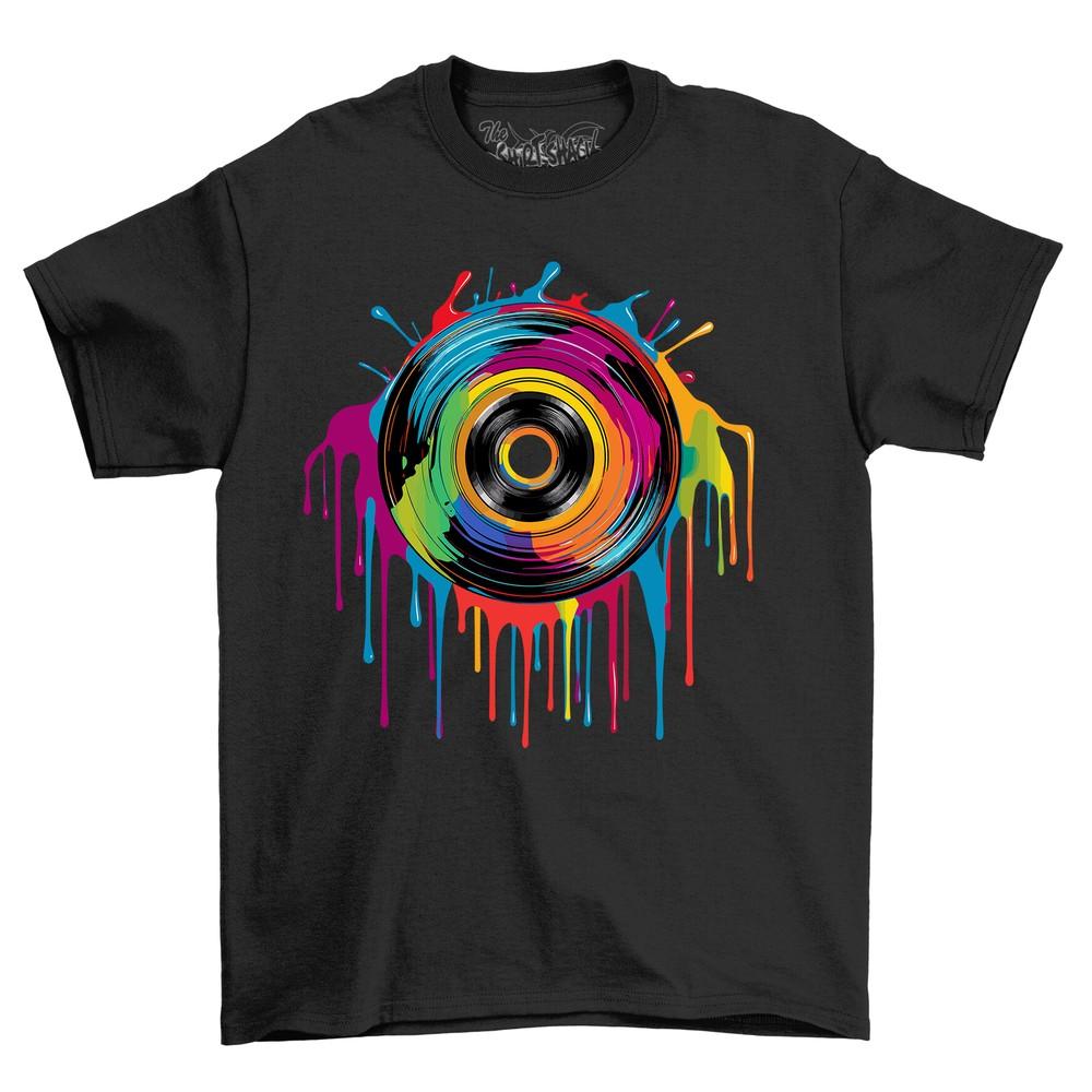 Music Vinyl Paint Drip Design T-shirt - Groovy and Colorful! Funny t-shirt, Unis