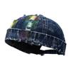 Adjustable Melon Skin Cap Distressed Denim Beanie Fashion Docker Cap  Women
