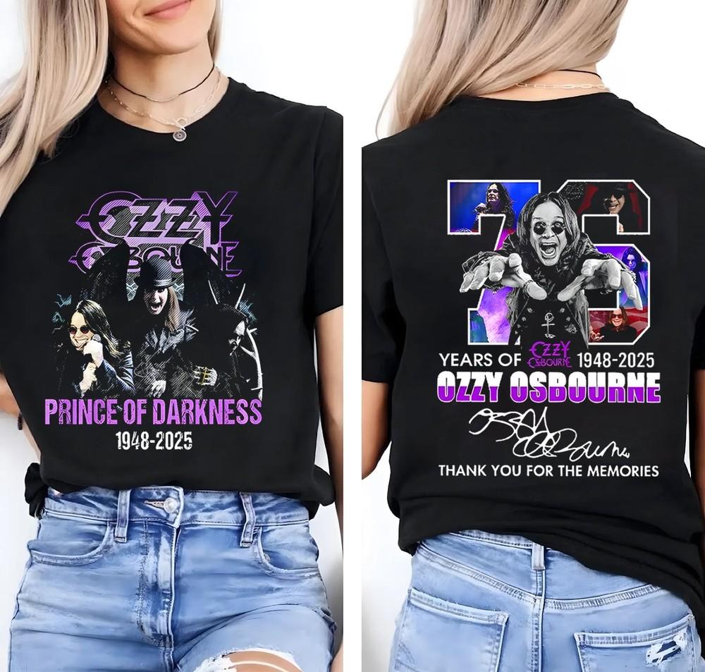 

New Apparel Ozzy Osbourne Years Of 1948-2025 Thank You For The Memories T-Shirt Unisex T-Shirt S