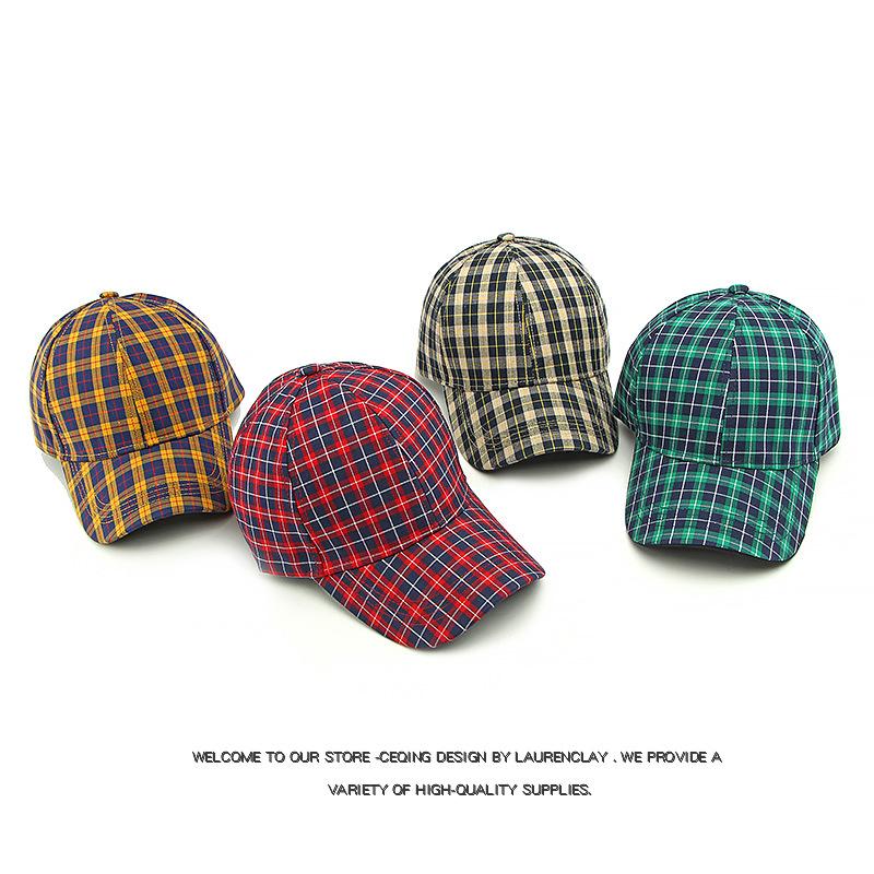 Spring Summer Men Vintage Plaid Baseball Cap Outdoor Women Sun Protection Hat
