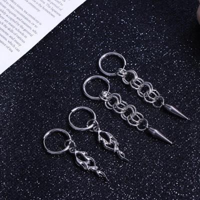 Gothic Punk Stainless Steel Spike Hoop Earrings Pendant For Unisex Y2K Chain Tassel Dangle Earrings