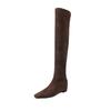 Inner height increase over knee elastic boots women's 2025 autumn and winter new suede square head bag legs thin boots brown thin boots