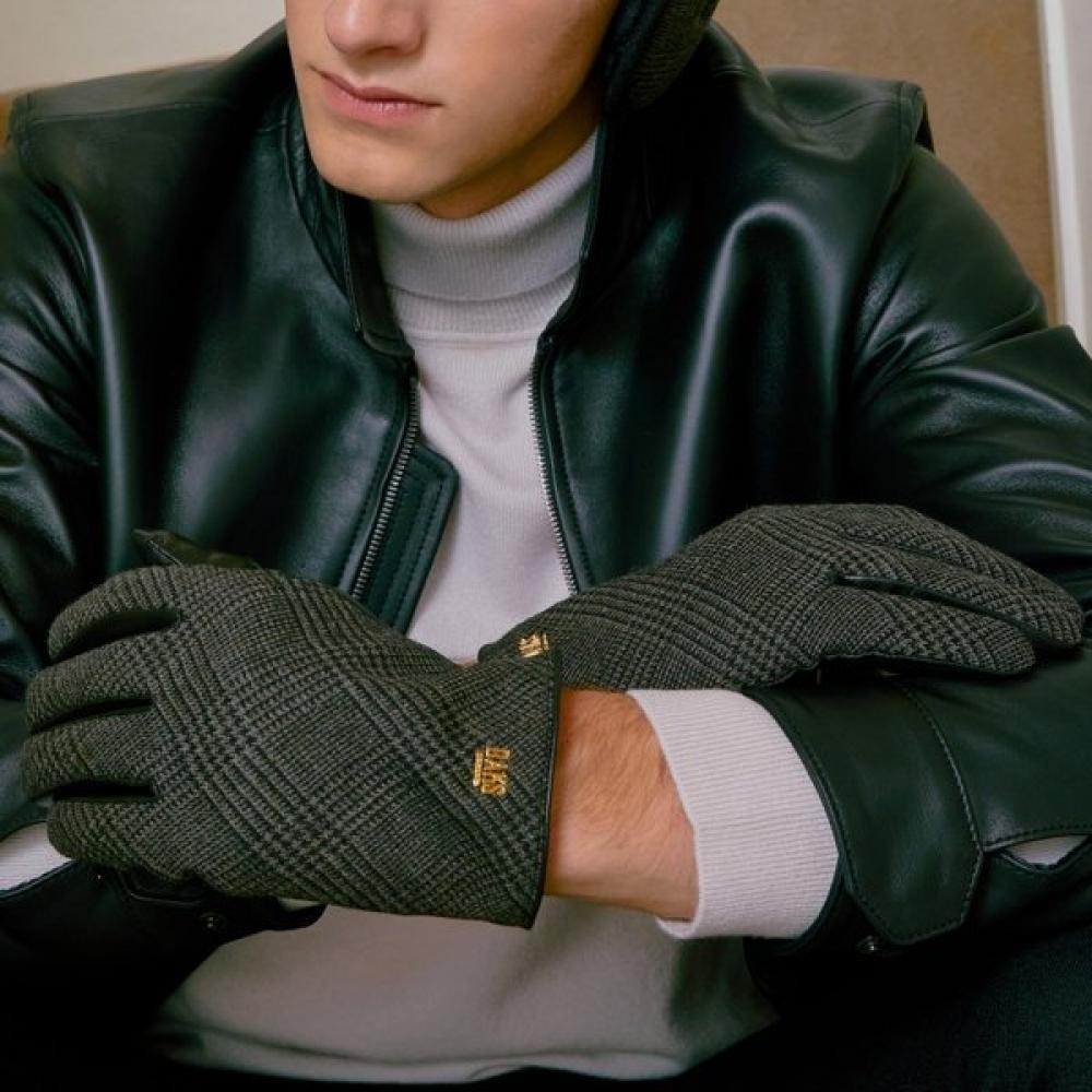 DakS Men S gloveS Black Wool Leather Dcgv4f155g2 Single option