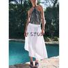Spring and Summer New Women's Clothing Cotton High Waist A- line Hem Poplin Elegant Midi Skirt Skirt 2731101