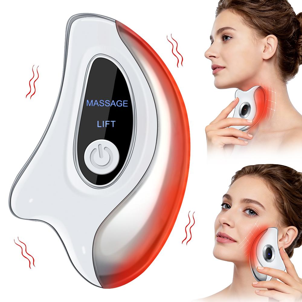 Electric Gua Sha Facial Massager Heated Vibration Face Scraping Board Double Chin Remove Anti Wrinkles Face Lifting Tools Skin