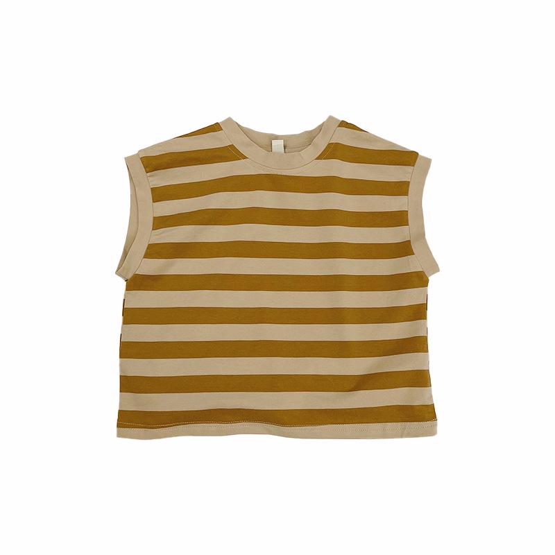 Customized Pure Cotton Striped Sleeveless Vest for Boys & Girls - Korean Style Summer Inner Wear T-shirt