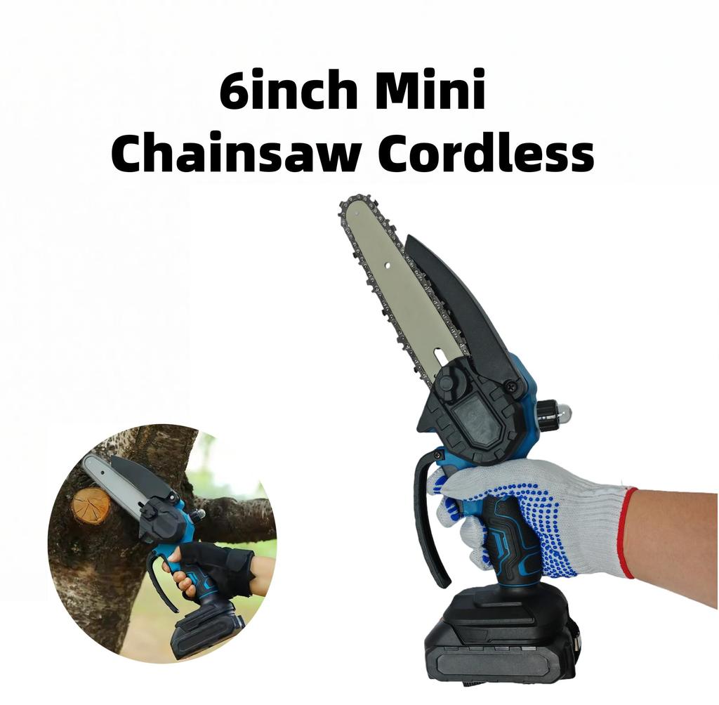 6inch Mini Chainsaw Cordless Set for Wood Cutting Tree Trimming Courtyard Household and Garden Portable Electric Chain Saw