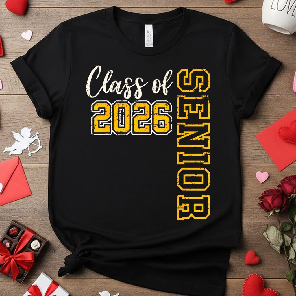 Senior 2026 Shirt, Class of 2026 Graduation Tee, High School Senior 2026 Gift, Yellow and Gold Senior, Retro Graduation Party Apparel