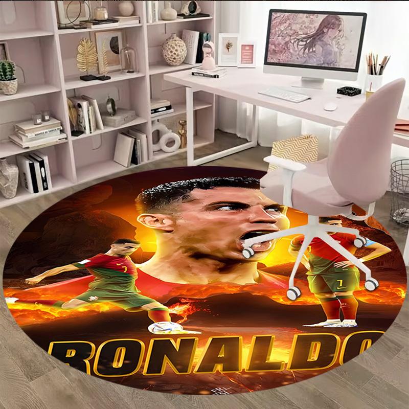 1pc Soccer 7 (4) Print Round Carpet Chair Round Carpet Suitable for Bedroom Living Room Home Decorative Carpet