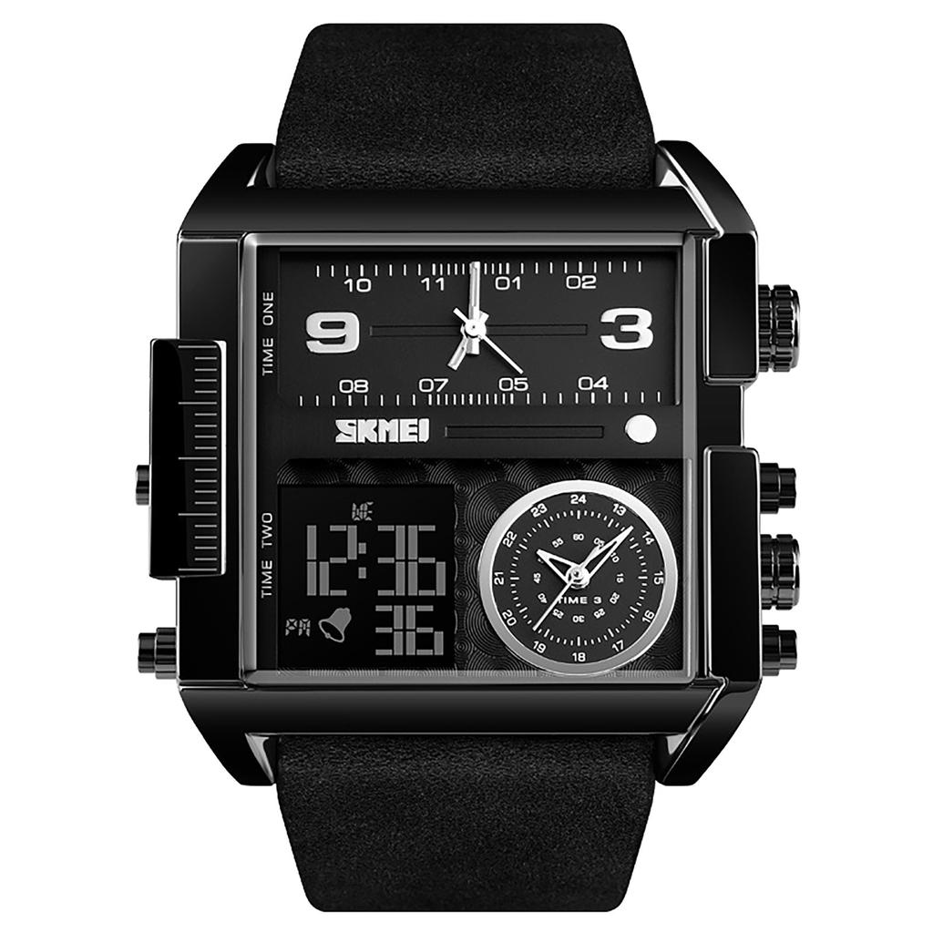 Südostasien Quadratisches großes Zifferblatt Herren Business Electric Watch Multifunktions-wasserdichte Uhr