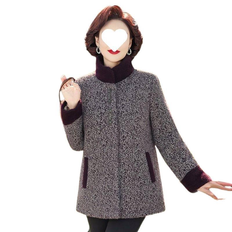 Mom's Cozy Winter Plus Velvet Wool Coat: Stylish Warm Cardigan for Middle-Aged & Elderly Women