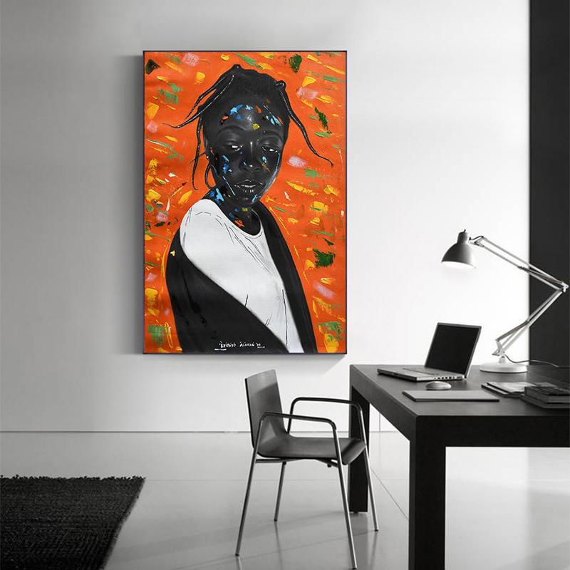 Schwarzer Mann Leinwand Malerei Afrikanische Kunst Porträt Graffiti Poster Drucken Abstrakte Figur Wand Bilder für Wohnzimmer Wohnkultur
