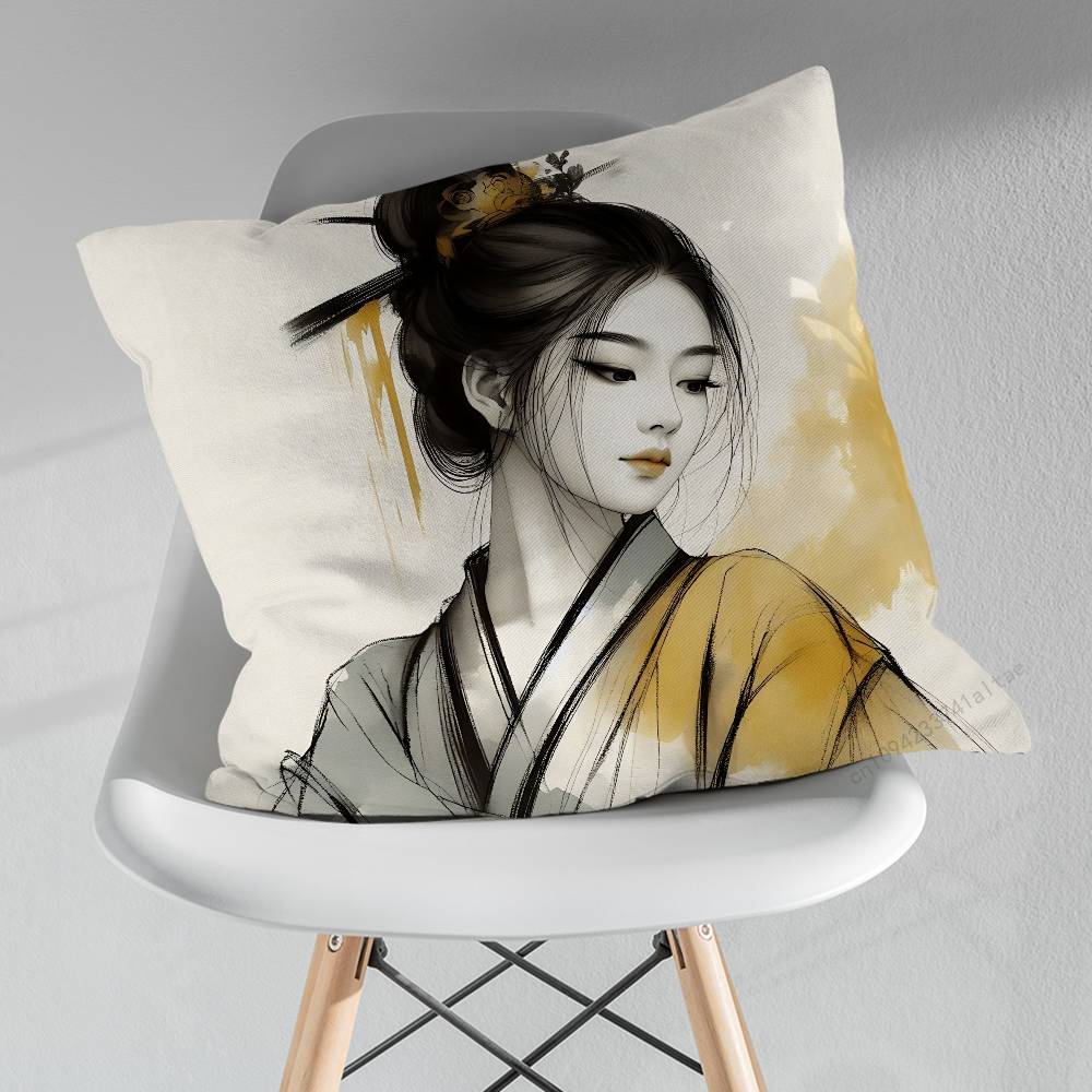 Beautiful Geisha Art Pillow Case For 30x30cm45x45cm55x55cm For Home Bedroom Decoration And Protector