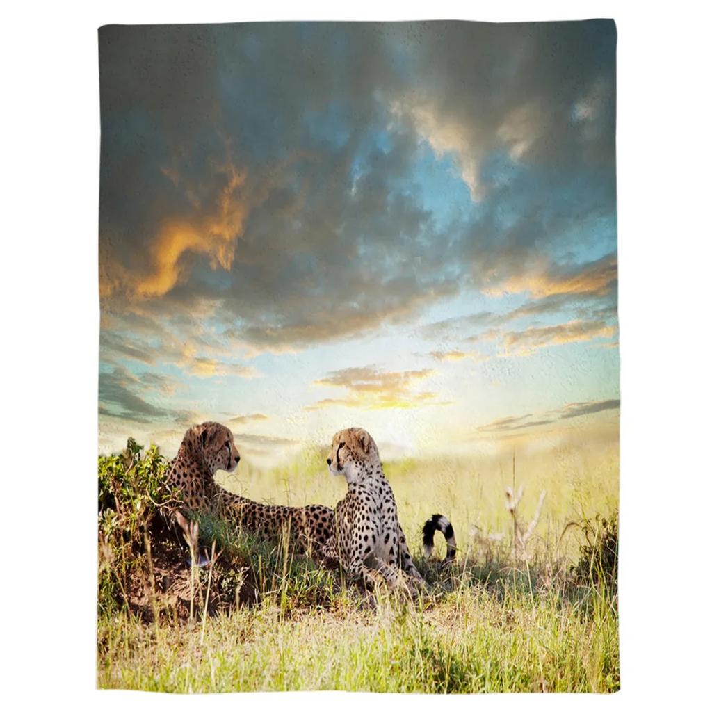 Wild Animal Cheetah Flannel Fleece Bed Blanket Bedspread Bed Cover Soft Lightweight Warm Cozy Throw Blanket Twin Queen King Size