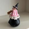 Witch Hat Ghost Cauldron Figurine Halloween Cartoon Ghost Cauldron Statue Sculpture Holiday Party Desktop Decoration Ornament
