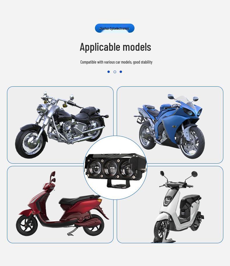 Motorcycle Three-Eye Spotlight, Dual-Color Yellow/White, Easy Installation, Outdoor Waterproof.