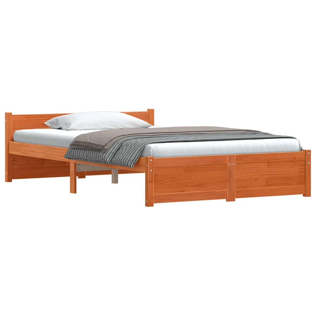 Bed Frame with Headboard Wax Brown 195.5 X 140.5 X 51 Cm