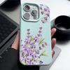Matte Leather Texture Shockproof Phone Case For iPhone 16 Pro Max 15 14 Pro 13 12 11 Purple Flower Pattern Slim TPU Soft Bumper Cover