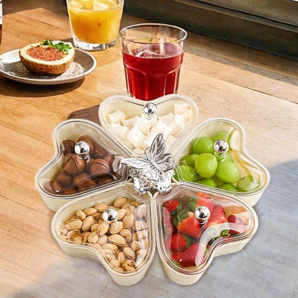 5 Compartment Rotating Snack Bowl for Nuts And Chocolates