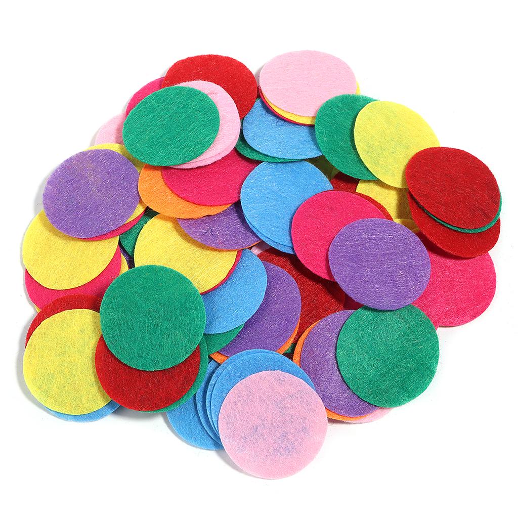 100-300pcs Round Non Woven Felt Circle Pads 15-45mm Colorful Fabric Patches Dots Appliques For DIY Scrapbook Handicrafts Decor