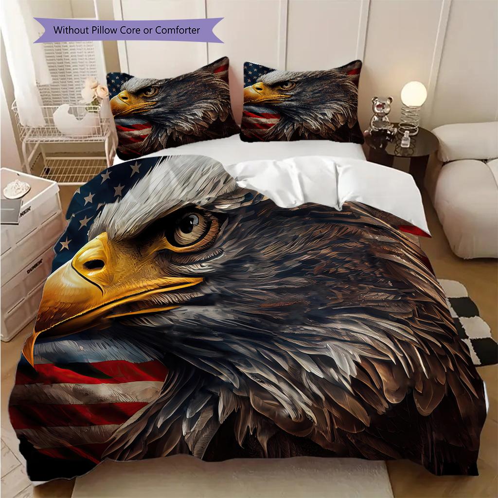 American Bald Eagle Poster Bedding, Duvet Cover, Pillowcase, Home Decoration, Birthday Gift (1 * Duvet Cover+2 * Pillowcase, Coreless)