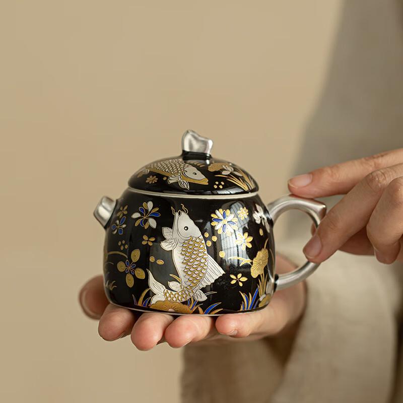 

Shangqi Ceramic Fish & Algae Pattern Gongfu Teapot