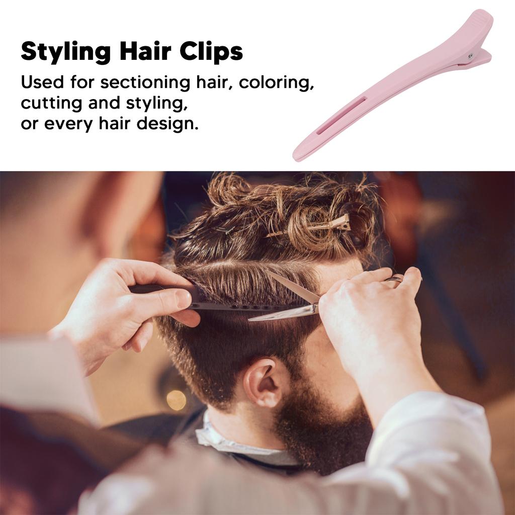 12Pcs Styling Hair Clips Slip Free Pink Duck Bill Clips for Flat Ironing Coloring Blow Drying
