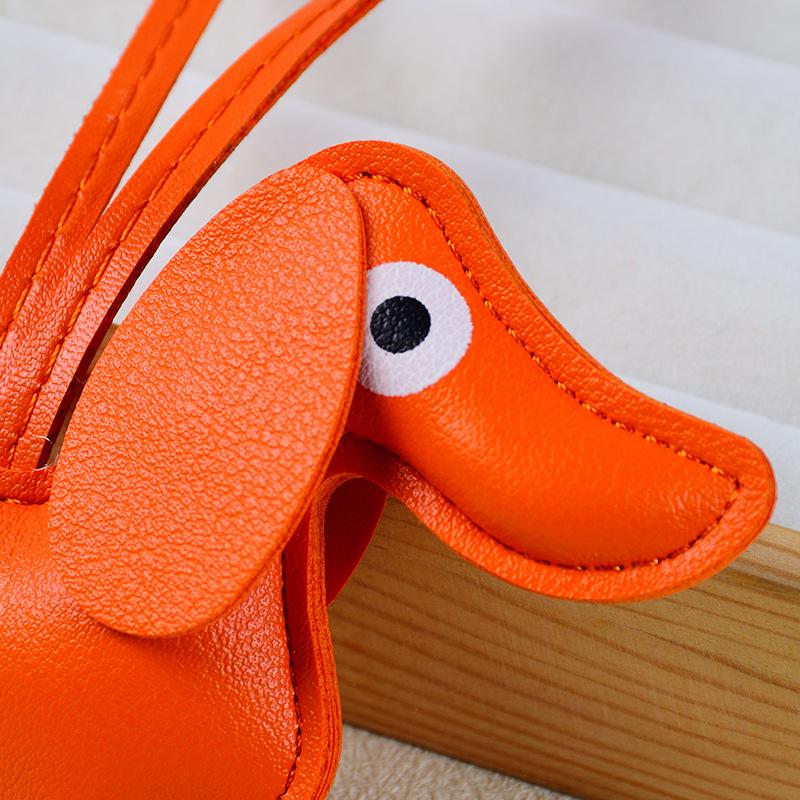 "Dachshund Leather Keychain and Bag Charm Pendant"