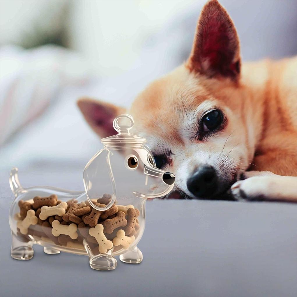 Dog Candy Jar, Sealed Container Dog and Sausage Shaped Sealed Jar, Transparent Jar, Wine Bottle - Style Pet,Kitchen