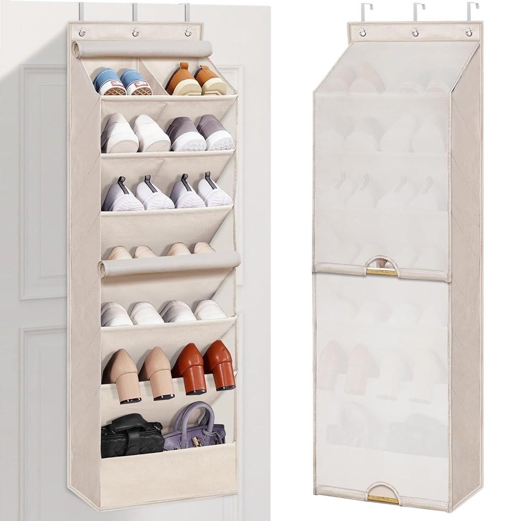 Modern Basic 7 Layer Wall Mount Shoe Organizer Bag With Dustproof Multipurpose Storage For Bedroom