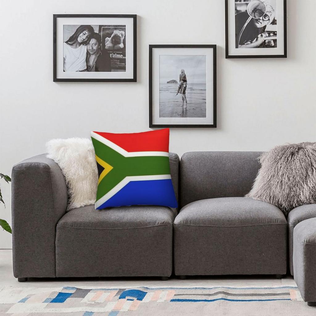 3D South African Flag Square Pillowcase Polyester Linen Velvet Printed Decorative Throw Pillow Case Sofa Seater Cushion Cover