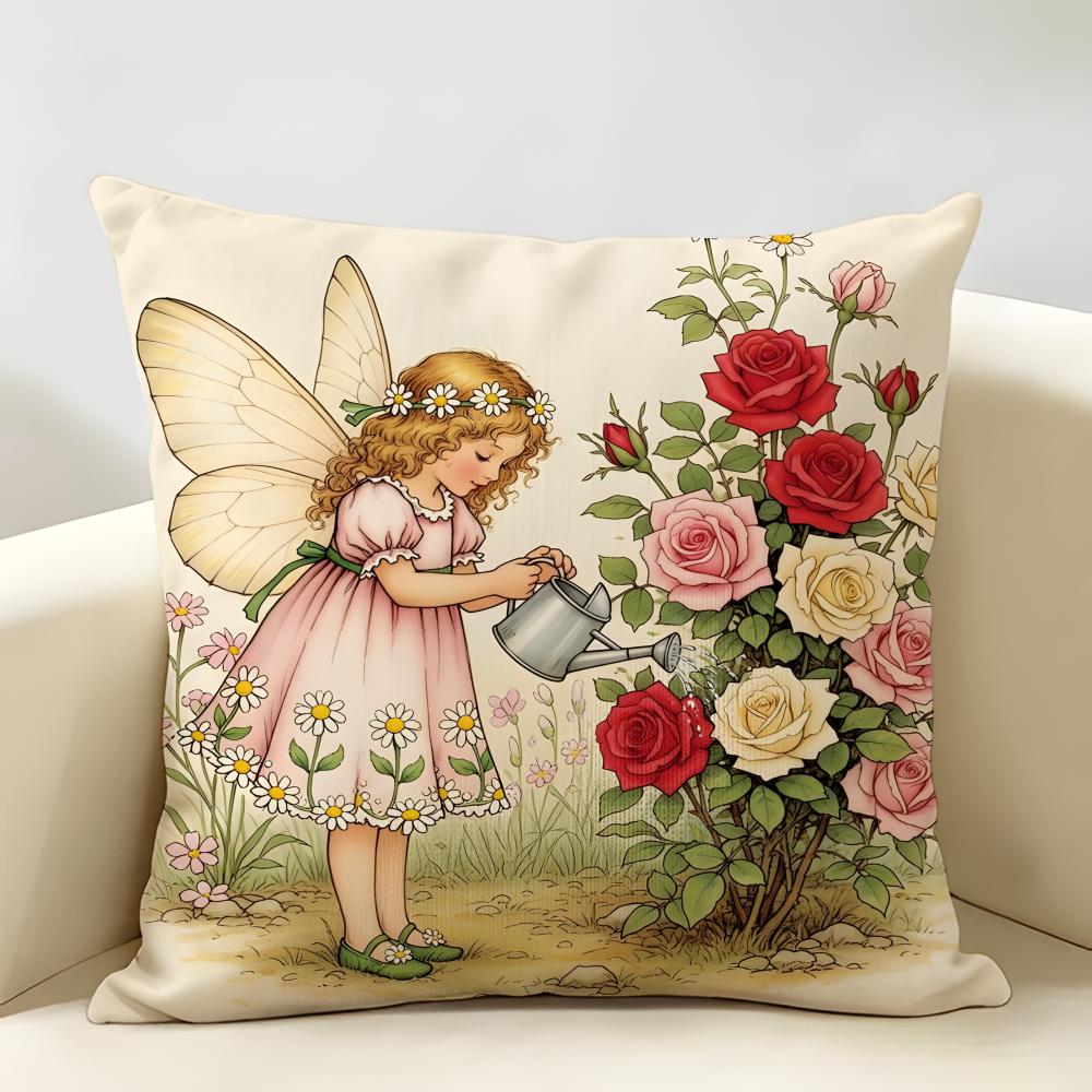 Art Sarah Kay Swing Girl Cushion Cover Durable Hypoallergenic Organic Linen Short Pillow Cover Washable
