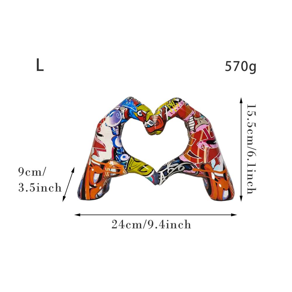 Colorful love gesture ornament, resin craft decoration for home living room desktop and bookshelf, couple, Valentine's Day gift