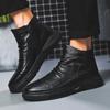 Fashion Men Leather Boot Snow Boot Warm Versatile Cotton Shoe High Top Casual Leather Shoe British Style Men Boot Trend 2024