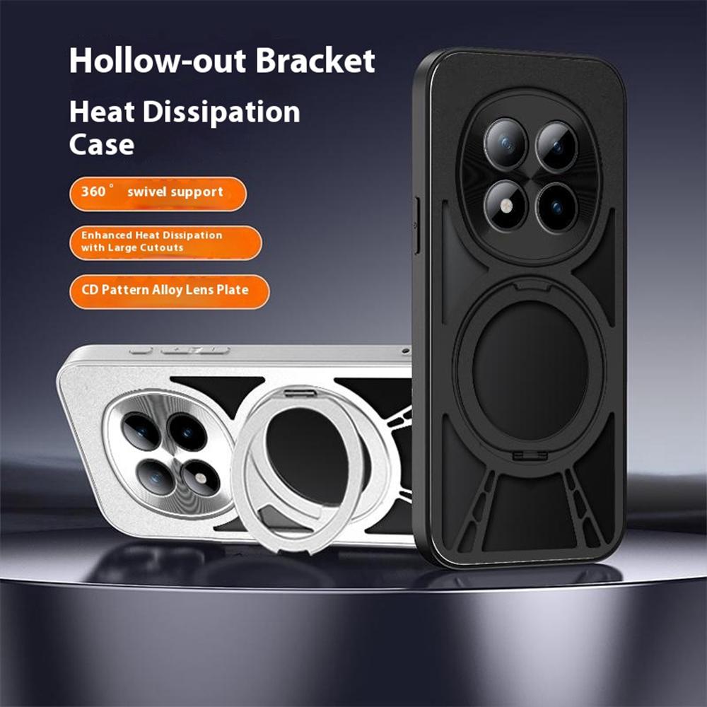 For Xiaomi Redmi Note 15 Pro 5G (Global) Case Magnetic Kickstand Hollow Heat Dissipation Silicone + PC + Metal Bumper Phone Cover
