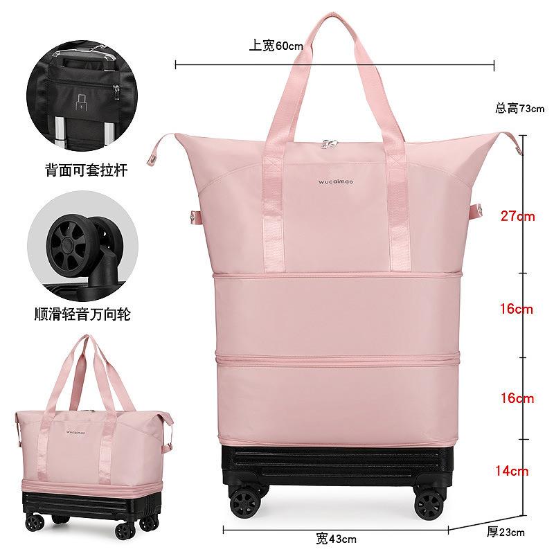

Large-capacity travel bag universal wheel going out to work multi-purpose luggage bag two-layer expansion moving storage bag one size fits all розовый