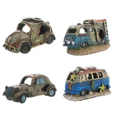 Resin Wreck Car Ornament Fish Shrimp Hiding Cave Shelter Fish Tank Landscaping Decoration