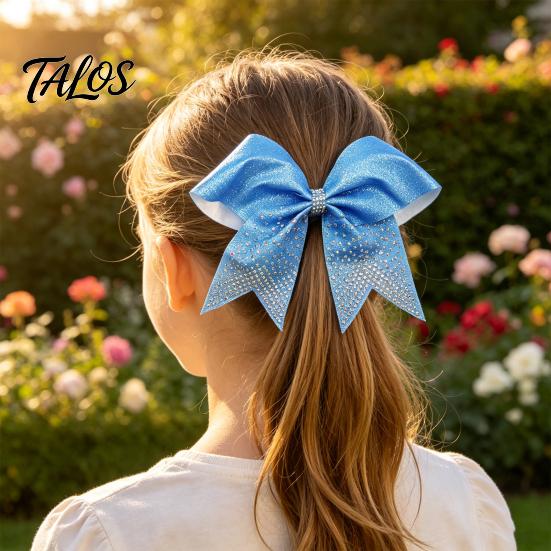 Secure Hair Grips for Dancers Sparkling Bow Clip, Glitter Sequin Clip Cheerleading Ribbon Bows Cheer Performance And Dance Team Accessories,